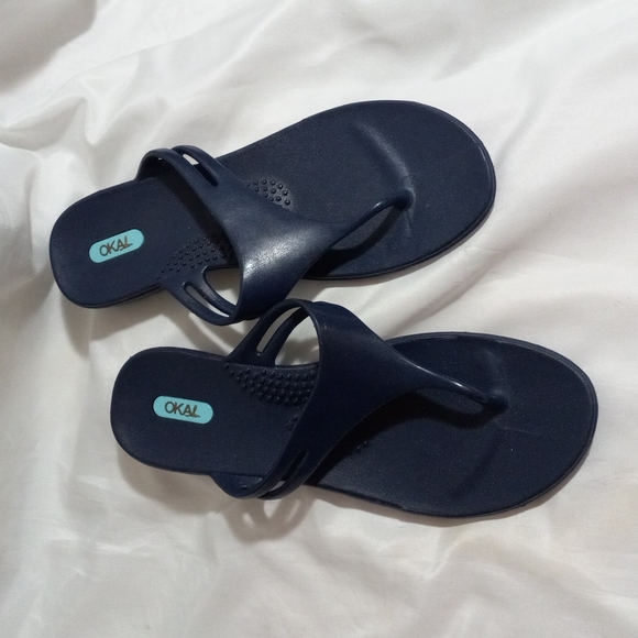 OKAL Flip Flop Thong Flat Sandals Blue M/L - Picture 5 of 6